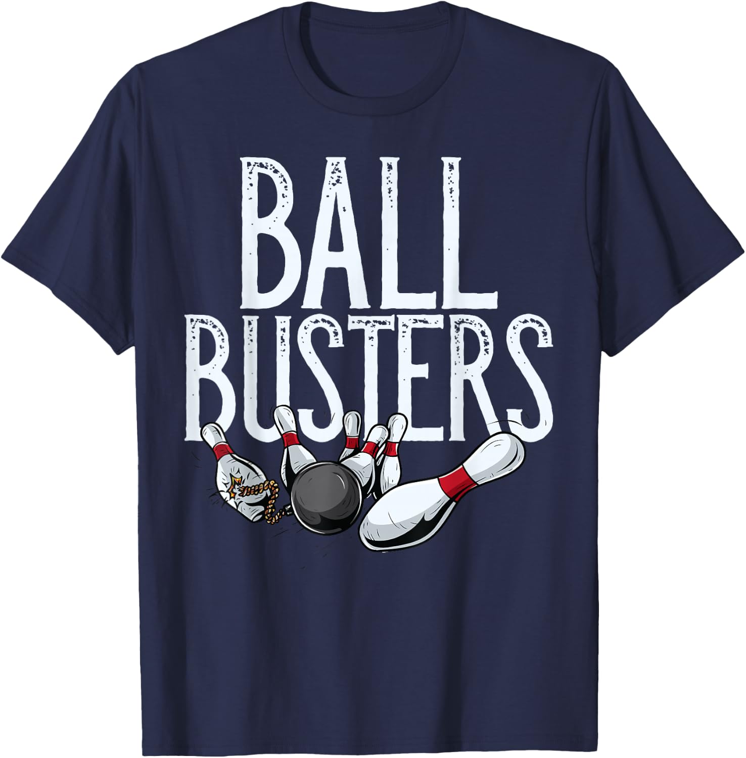 Ball Busters Bowling, Couples Matching Bowling T-Shirt - T-Shirt | Navy