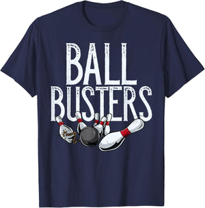 Ball Busters Bowling, Couples Matching Bowling T-Shirt - T-Shirt | Navy