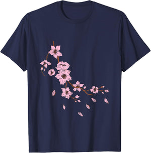 Sakura Tree Cherry Blossom Tree Cherry Flowers T-Shirt - T-Shirt | Navy