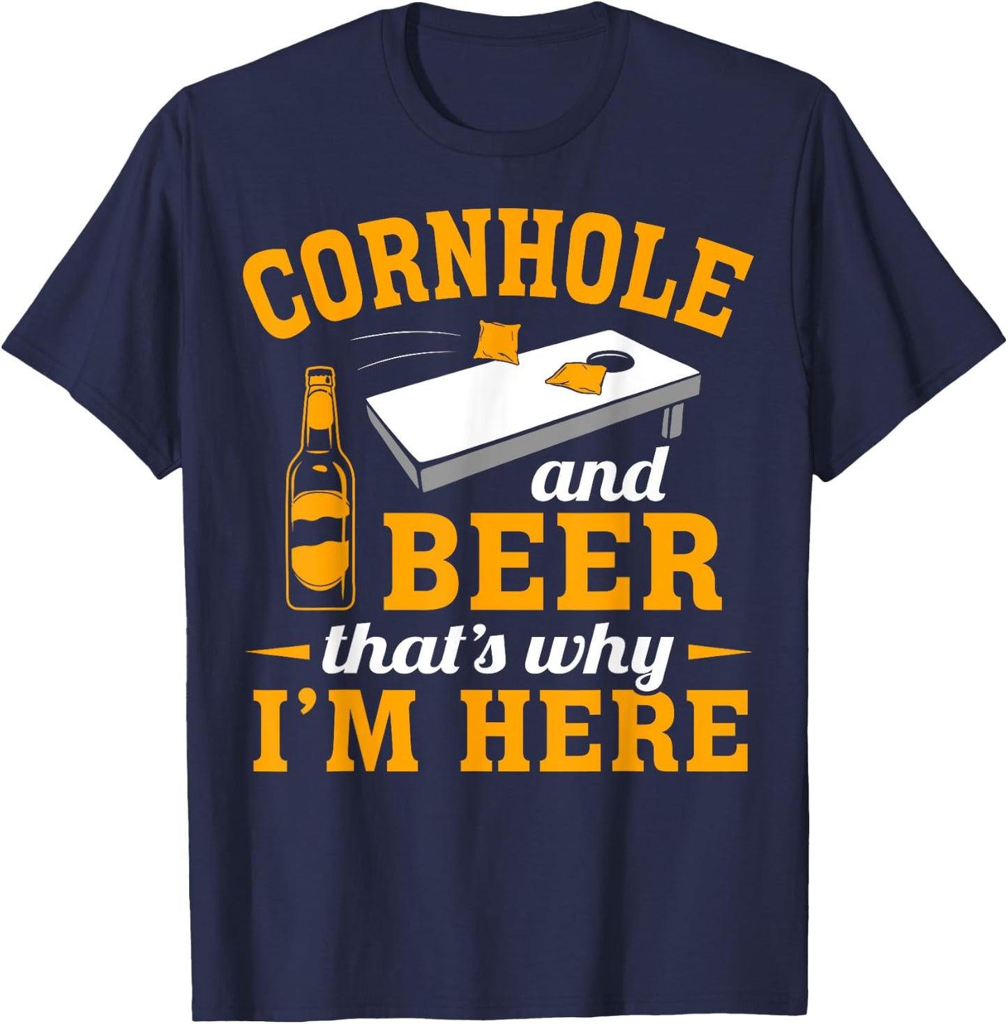 Cornhole And Beer Cornhole Player Funny Cornhole Team T-Shirt - T-Shirt | Navy