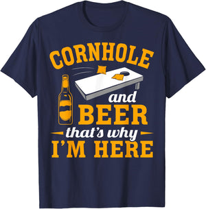 Cornhole And Beer Cornhole Player Funny Cornhole Team T-Shirt - T-Shirt | Navy