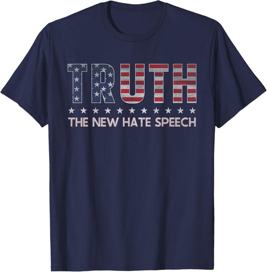 Truth The New Hate Speech Political Correctness USA Flag T-Shirt - T-Shirt | Navy