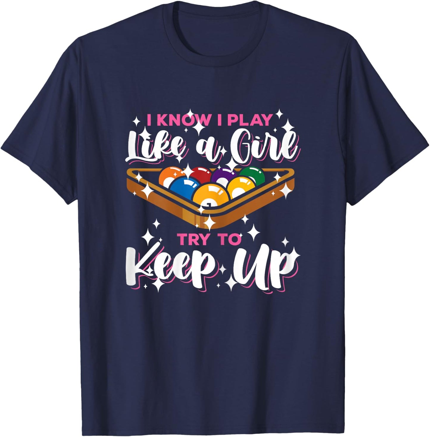 Funny Pool Lover Graphic and Girls Billiard Player T-Shirt - T-Shirt | Navy