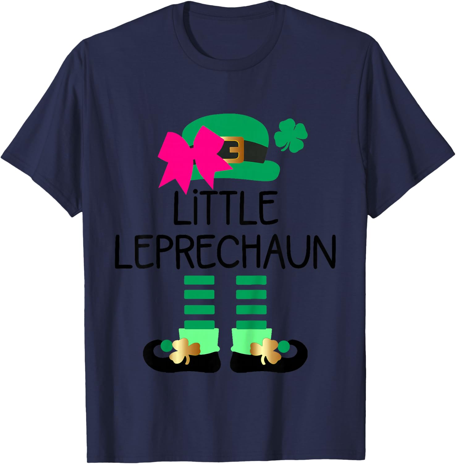Girls St Patricks Day Toddler Little Leprechaun Bow Costume T-Shirt - T-Shirt | Navy