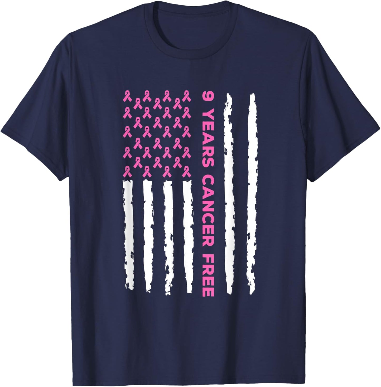 9 Years Breast Cancer Free Survivor T-Shirt - T-Shirt | Navy