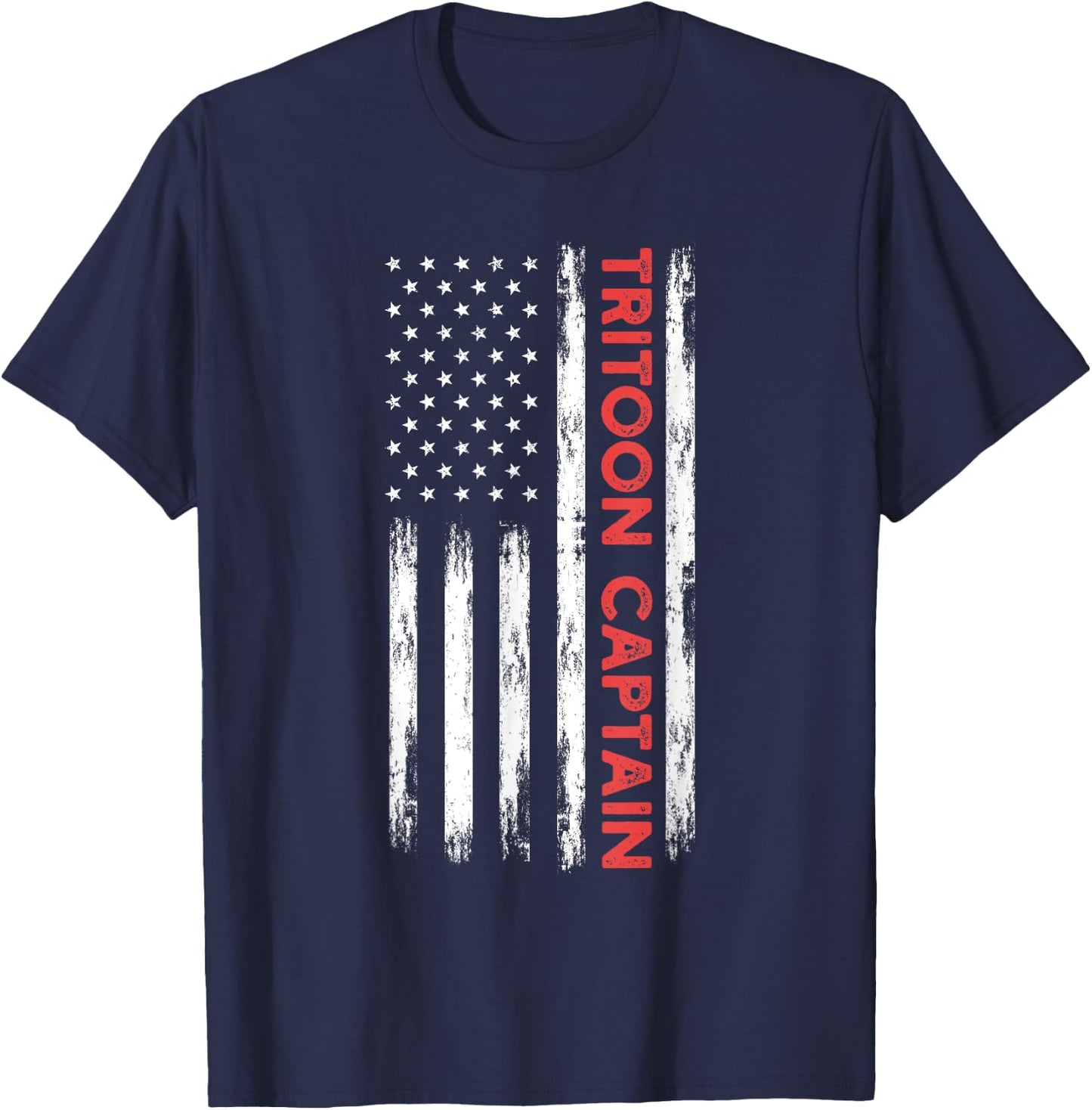 Tritoon Captain Patriotic Boat Captain And Boating Lover T-Shirt - T-Shirt | Navy
