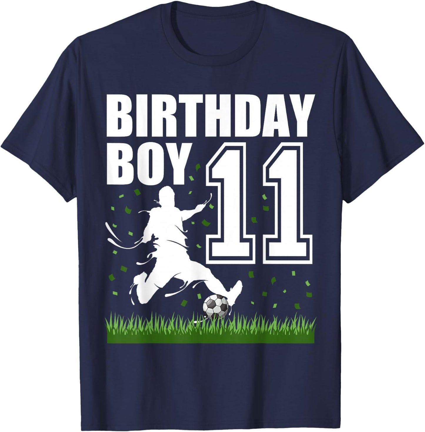 11 Year Old Soccer Birthday Party Theme 11th Gift Boy T-Shirt - T-Shirt | Navy