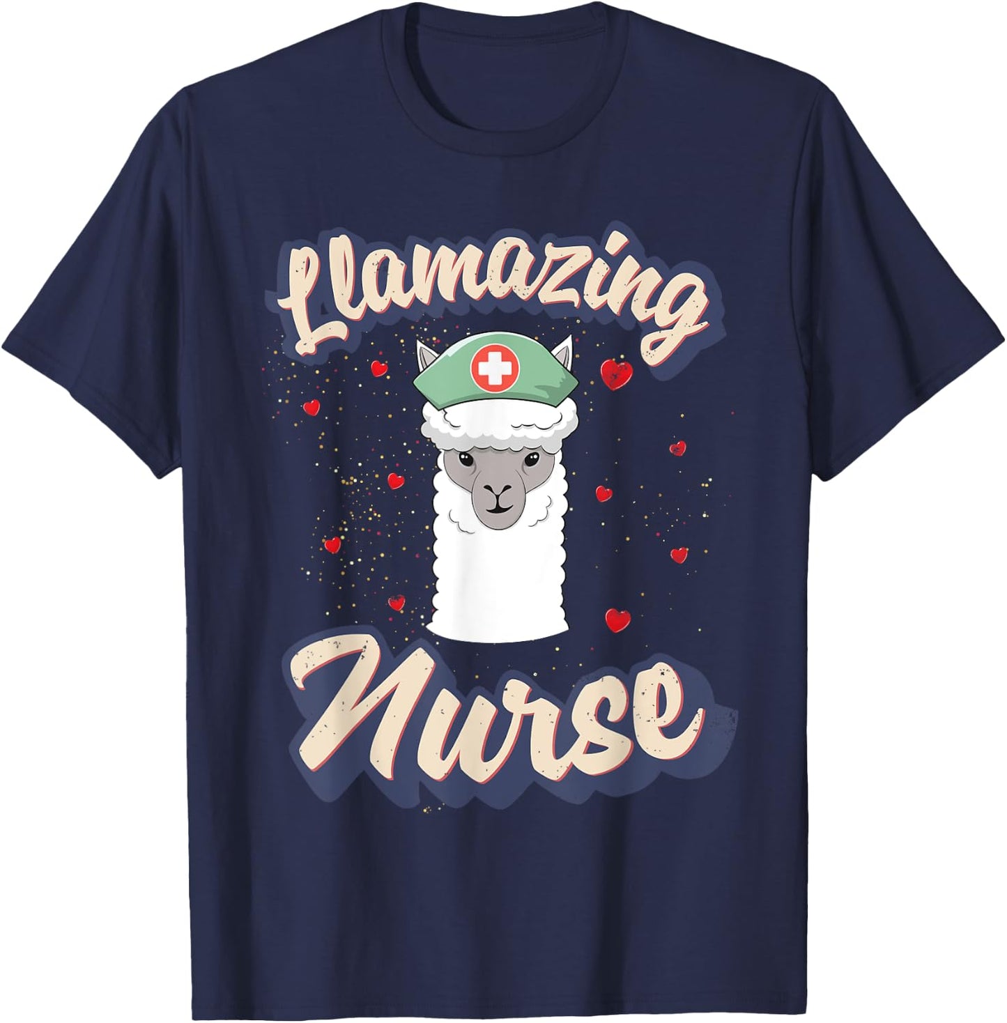 Retro Nurse Shirt Llamazing Nurse Funny Llama Nurse T-Shirt - T-Shirt | Navy