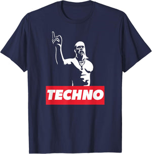 Techno Viking partygoer, rave gift, hard acid trance music T-Shirt - T-Shirt | Navy