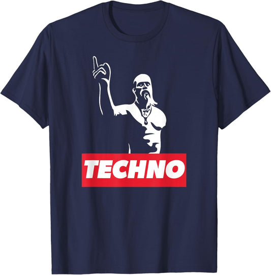 Techno Viking partygoer, rave gift, hard acid trance music T-Shirt - T-Shirt | Navy