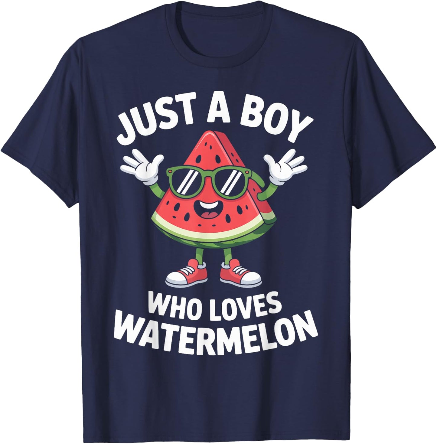 Just a Boy Who Loves Watermelon Funny Summer Fruit T-Shirt - T-Shirt | Navy
