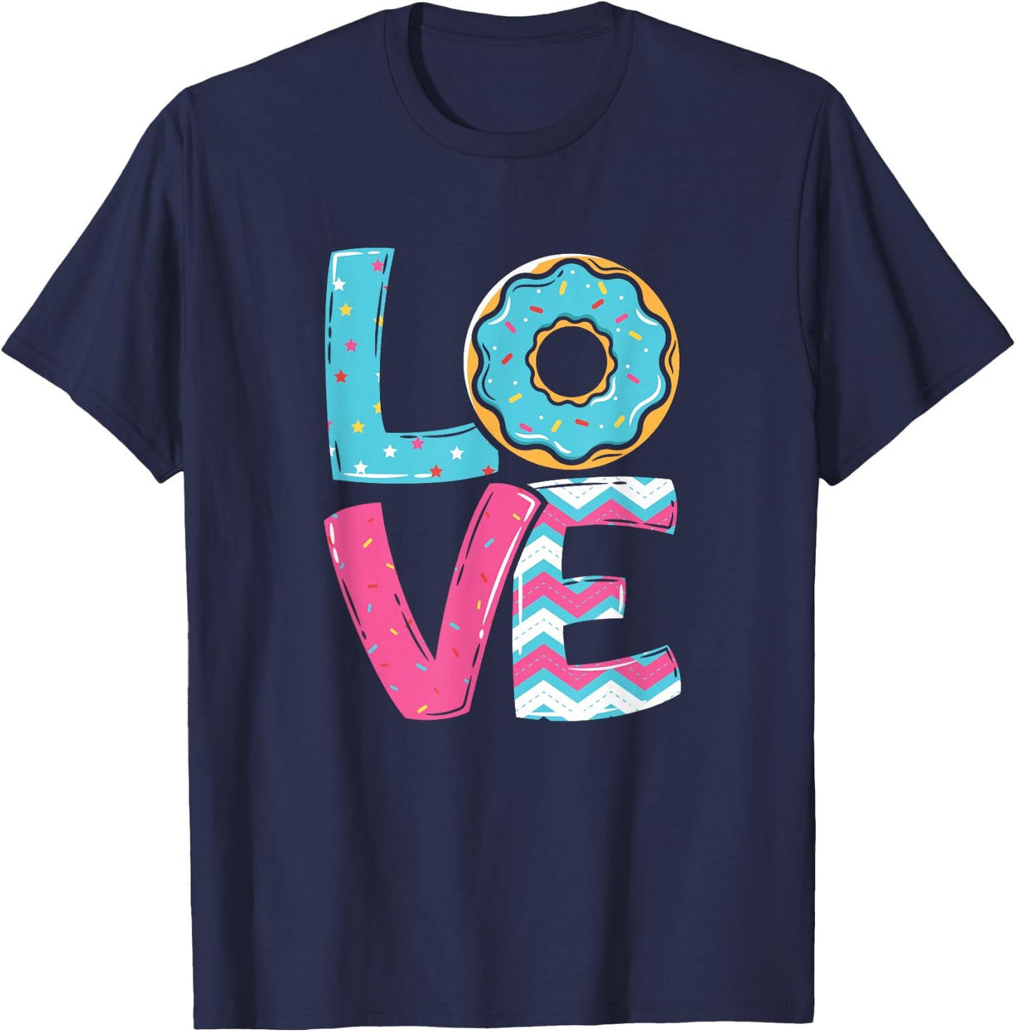 Donut Sprinkles Doughnut Fried Dough Sweet Snack Dessert T-Shirt - T-Shirt | Navy