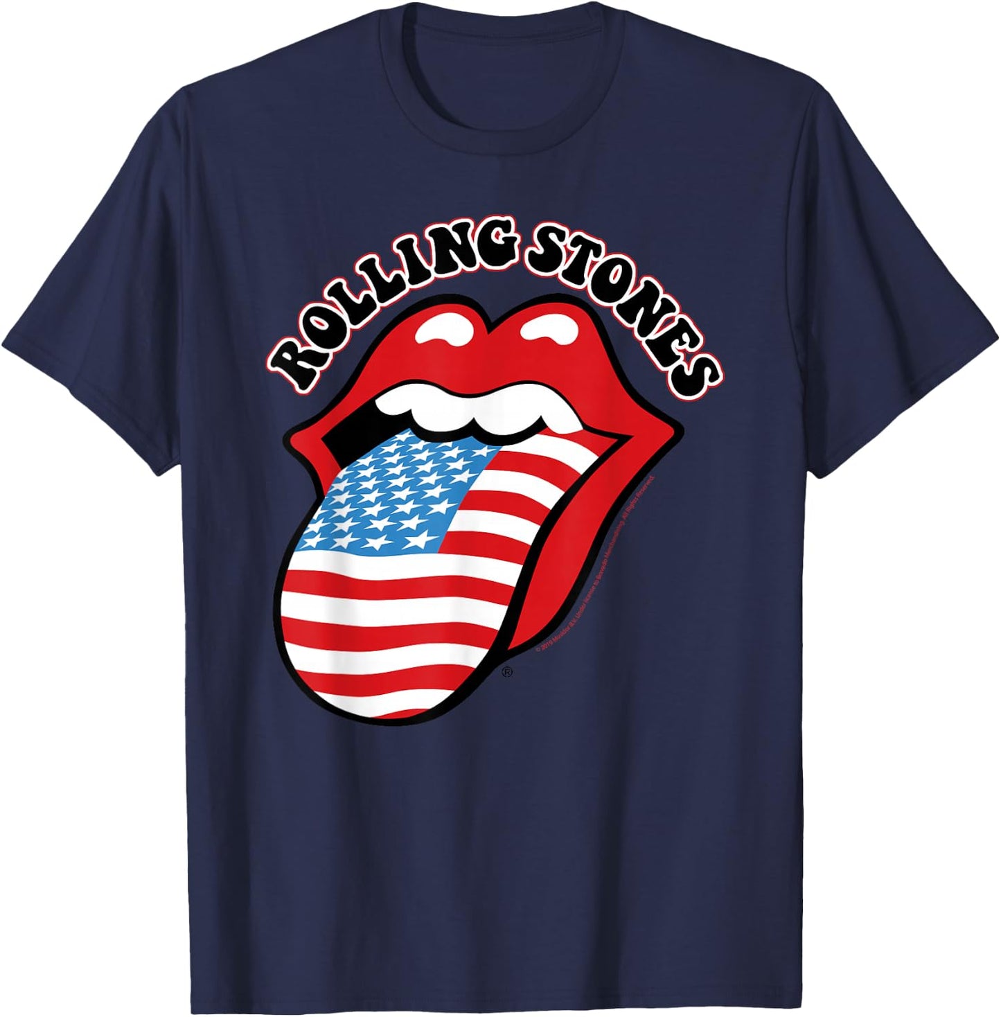 Rolling Stones Official Vintage US Tongue T-Shirt - T-Shirt | Navy