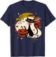 Black Cat and Pumpkin Atomic Retro Halloween T-Shirt - T-Shirt | Navy