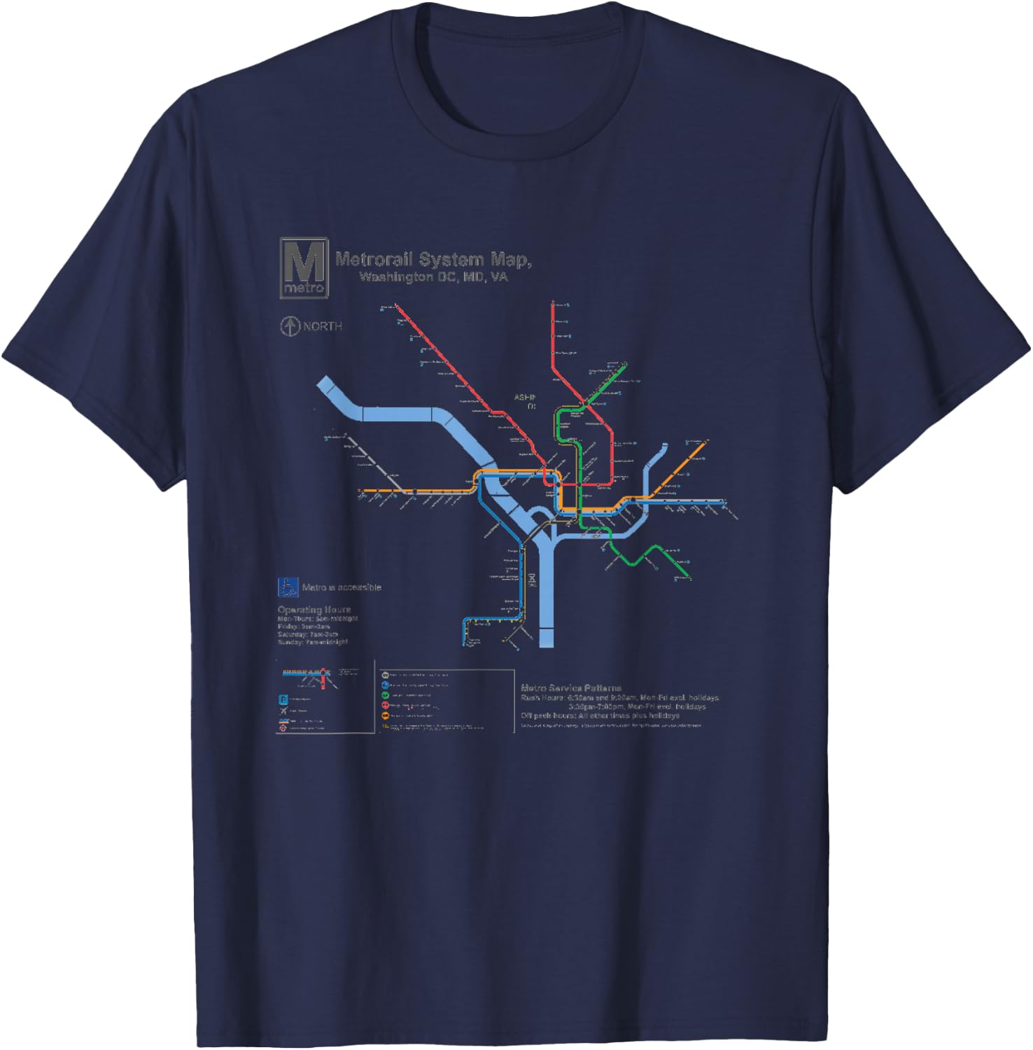 Metro Map Washington DC T-Shirt - T-Shirt | Navy
