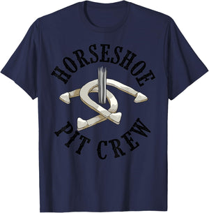 Cool Horseshoe Pit Crew | Funny Animal Shoe Pitching Gift T-Shirt - T-Shirt | Navy