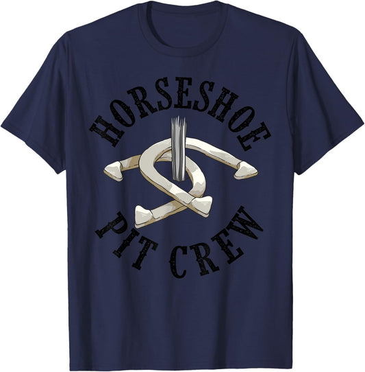 Cool Horseshoe Pit Crew | Funny Animal Shoe Pitching Gift T-Shirt - T-Shirt | Navy