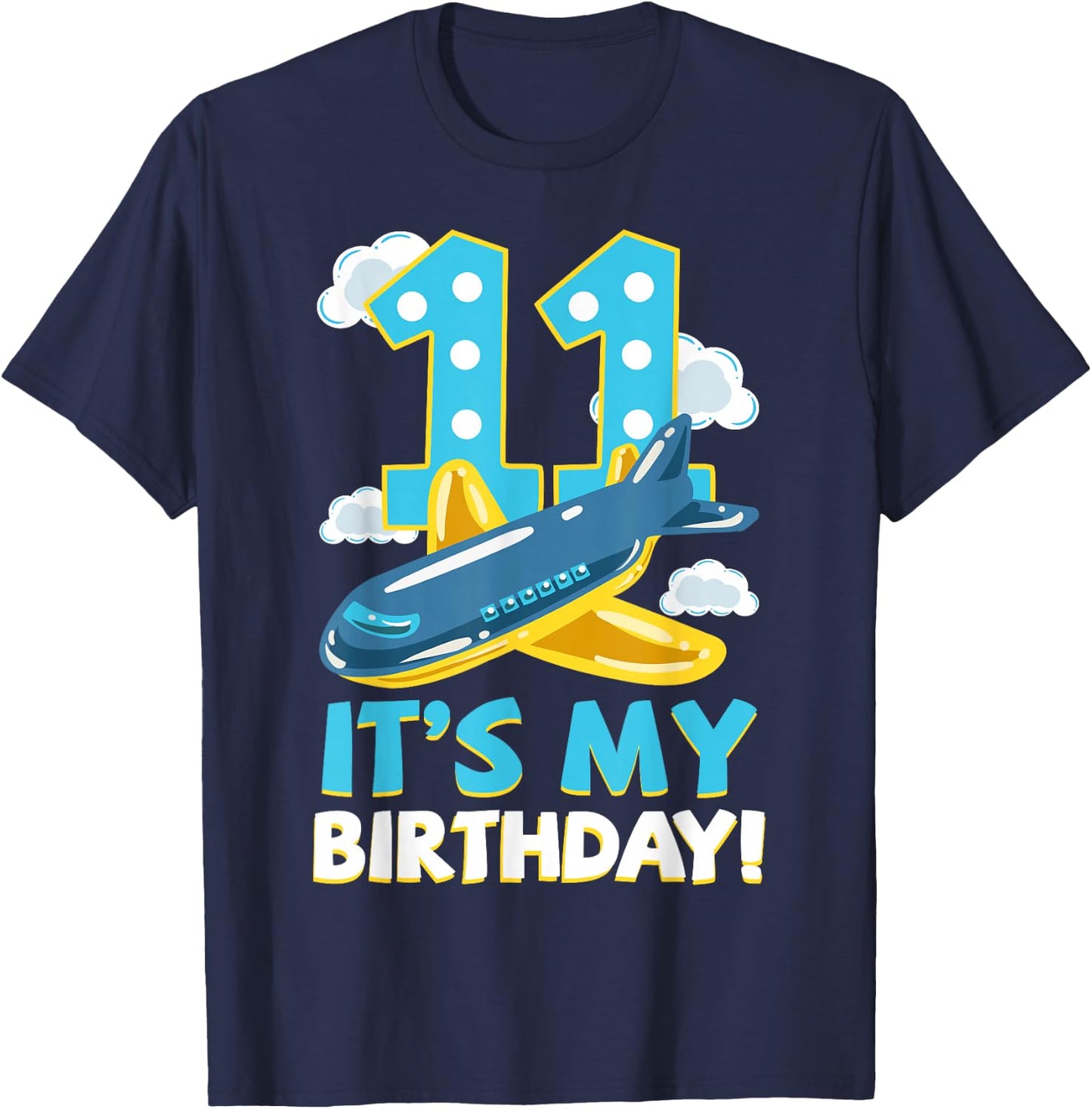 Pilot 11th Birthday Party Aviator Airplane Flight Officer T-Shirt - T-Shirt | Navy
