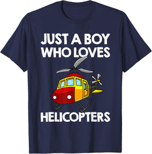 Funny Helicopter Gift Boys Toddler Kids Men Pilot Aviator T-Shirt - T-Shirt | Navy