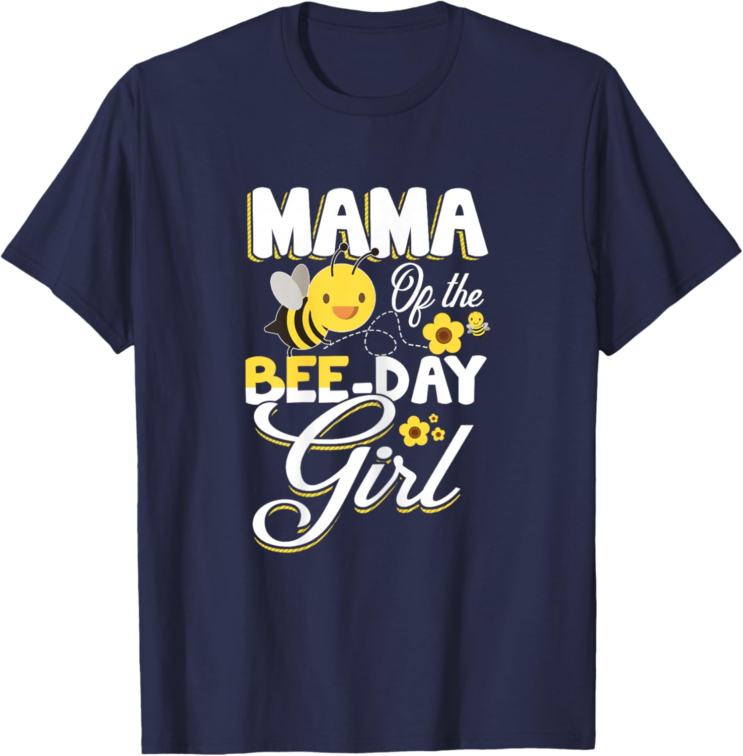 Mum of The Bee Day Girl Bee Birthday Party Theme T-Shirt - T-Shirt | Navy
