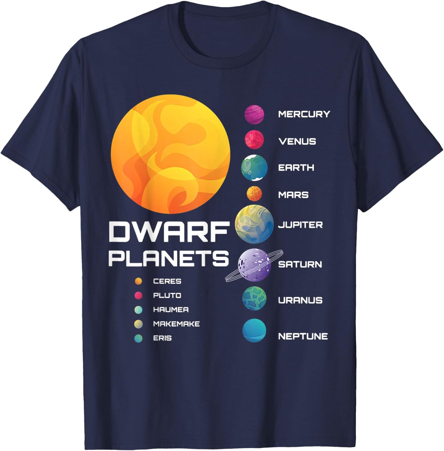 Solar System Dwarf Planets Space Astronaut T-Shirt - T-Shirt | Navy
