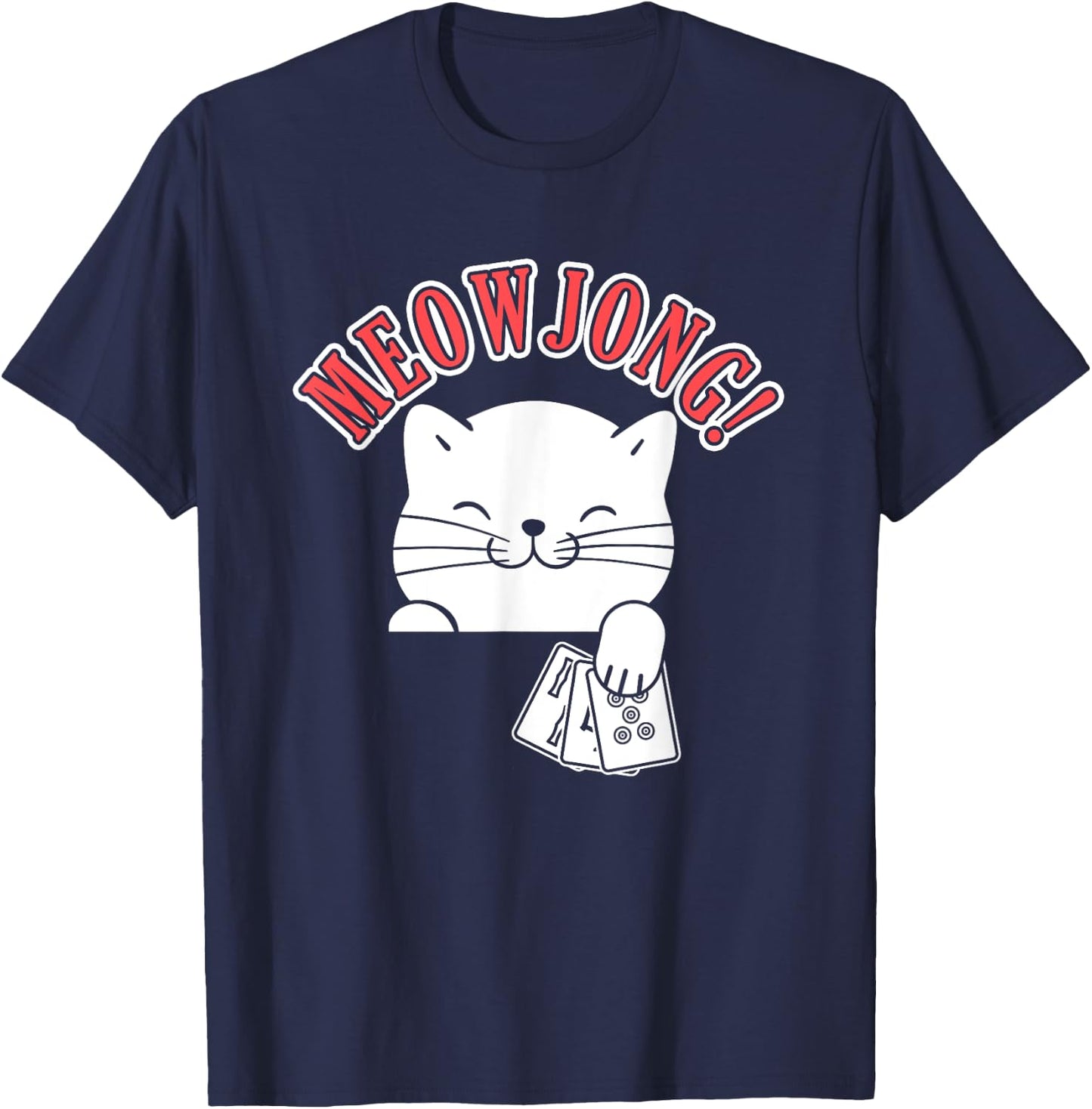Mahjong Cat Player China Board Game Mah-Jongg Solitaire Men Women T-Shirt - T-Shirt | Navy