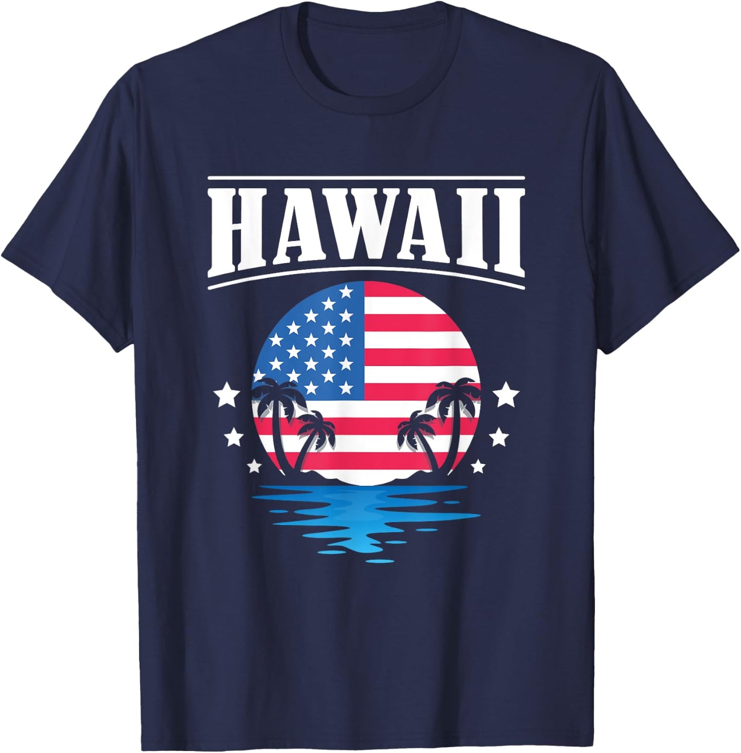 USA Flag America Hawaii Beach Island Hawaiian Men T-Shirt - T-Shirt | Navy