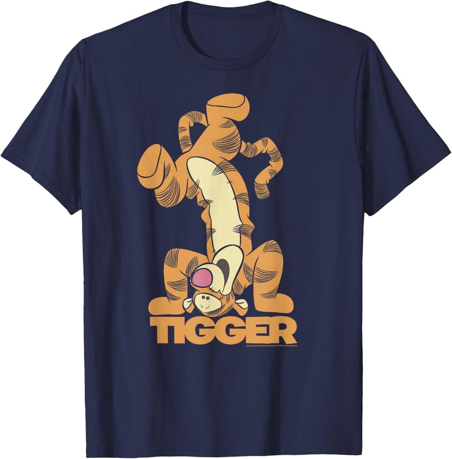 Disney Winnie The Pooh Tigger Upside Down Portrait Small T-Shirt - T-Shirt | Navy