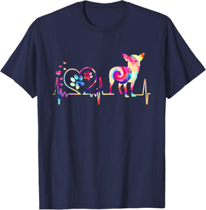 Chihuahua Dog Tie Dye Heart Beat Puppy Dog Lover T-Shirt - T-Shirt | Navy