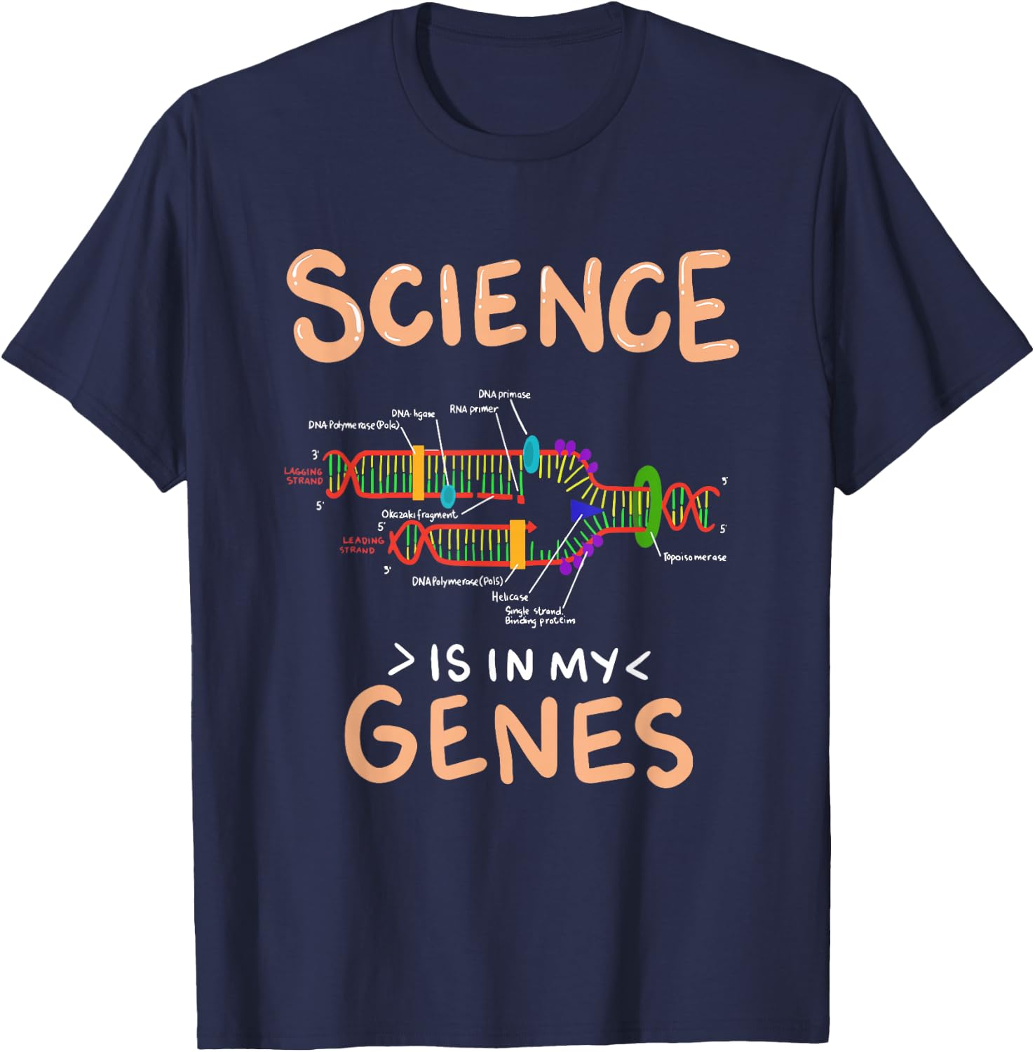 Science Is In My Genes Funny Genetics T-Shirt - T-Shirt | Navy