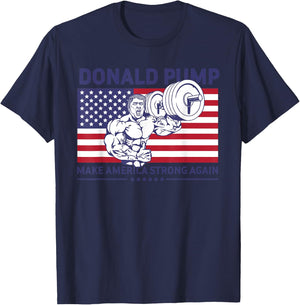 Donald Pump - Donald Trump Weight Lifting Gym Workout Shirt T-Shirt - T-Shirt | Navy