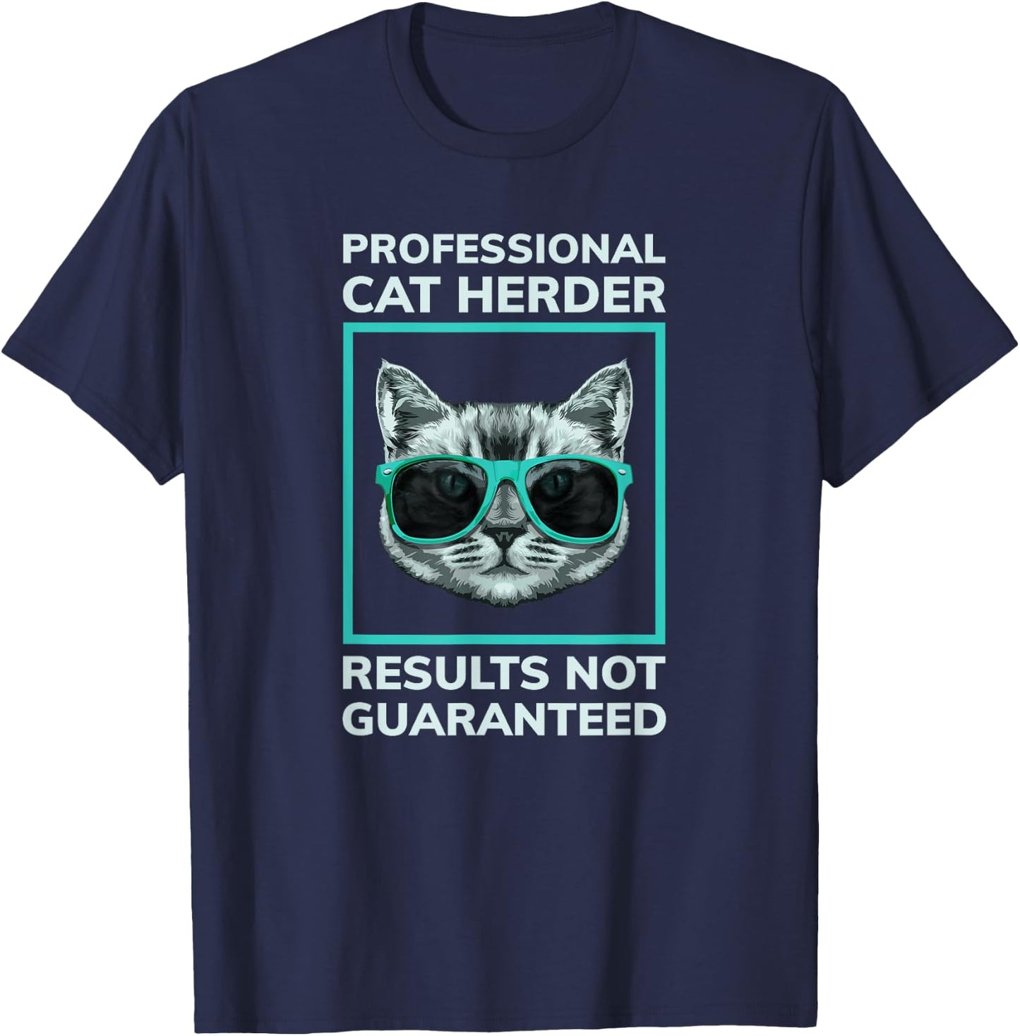 Funny Ideas For Cat Lovers by Wordmarked - Professional Cat Herder - Black, , Adult, Cat Lovers, Short Sleeve, Small T-Shirt - T-Shirt | Navy