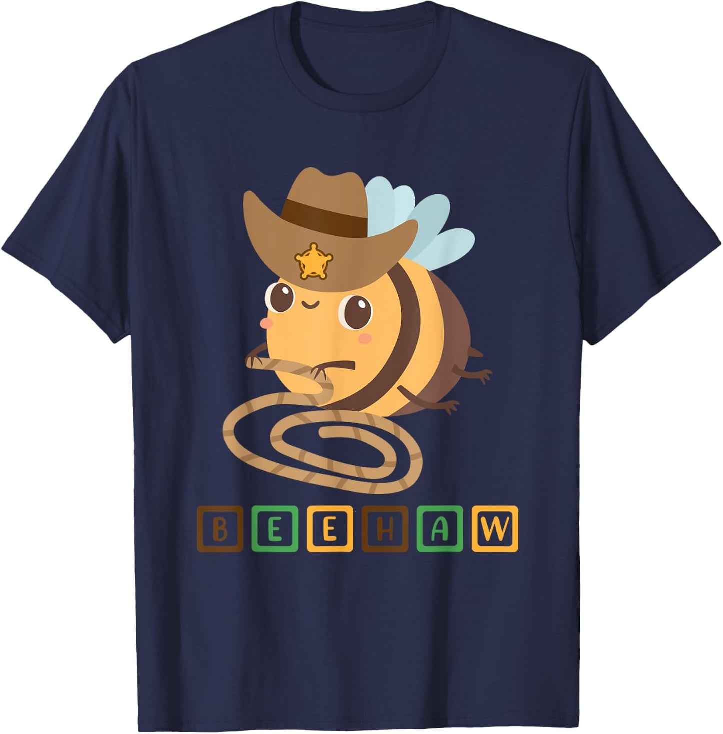 Funny Beehaw Cowboy Bee Lover Western Country Cowgirl Design T-Shirt - T-Shirt | Navy