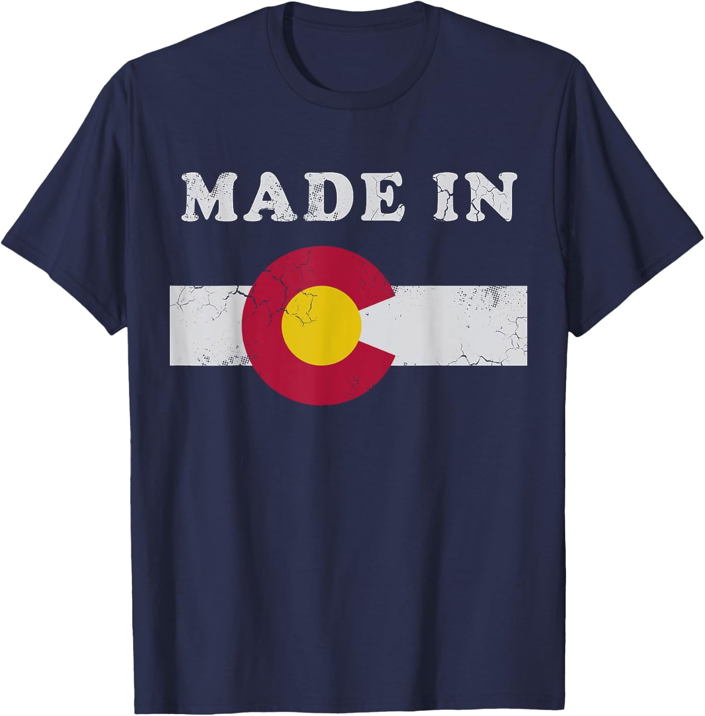 Made In Colorado Retro Flag Gift T-Shirt - T-Shirt | Navy
