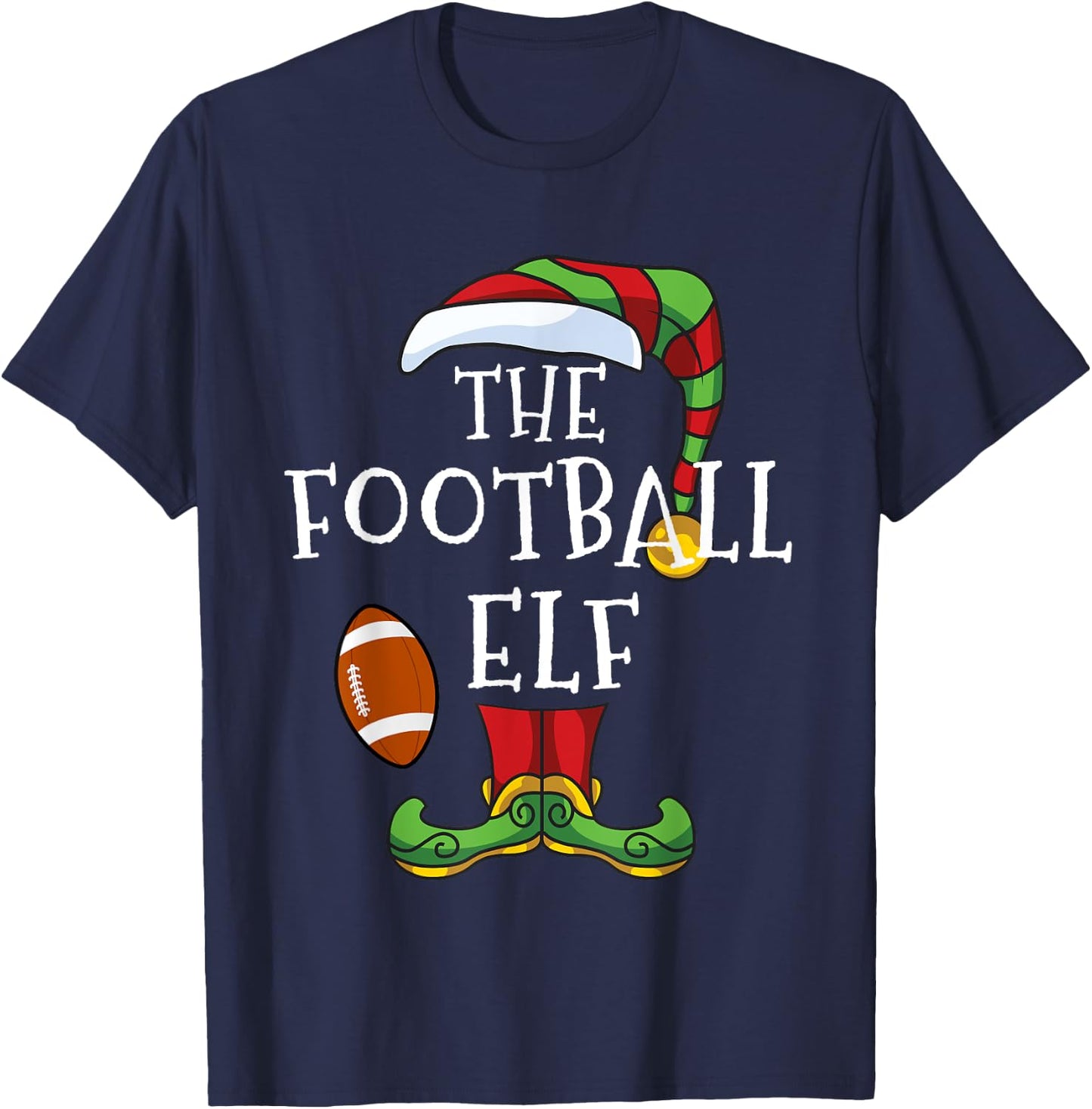 American Football Elf Family Matching Christmas Funny T-Shirt - T-Shirt | Navy