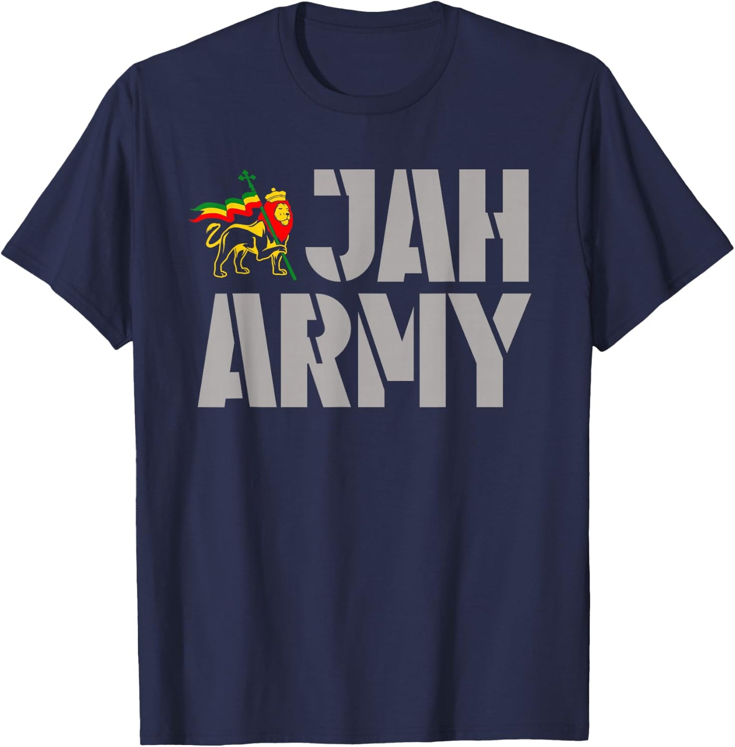 Men Women Rasta Jah Army Jamaica Rasta Reggae T-Shirt - T-Shirt | Navy