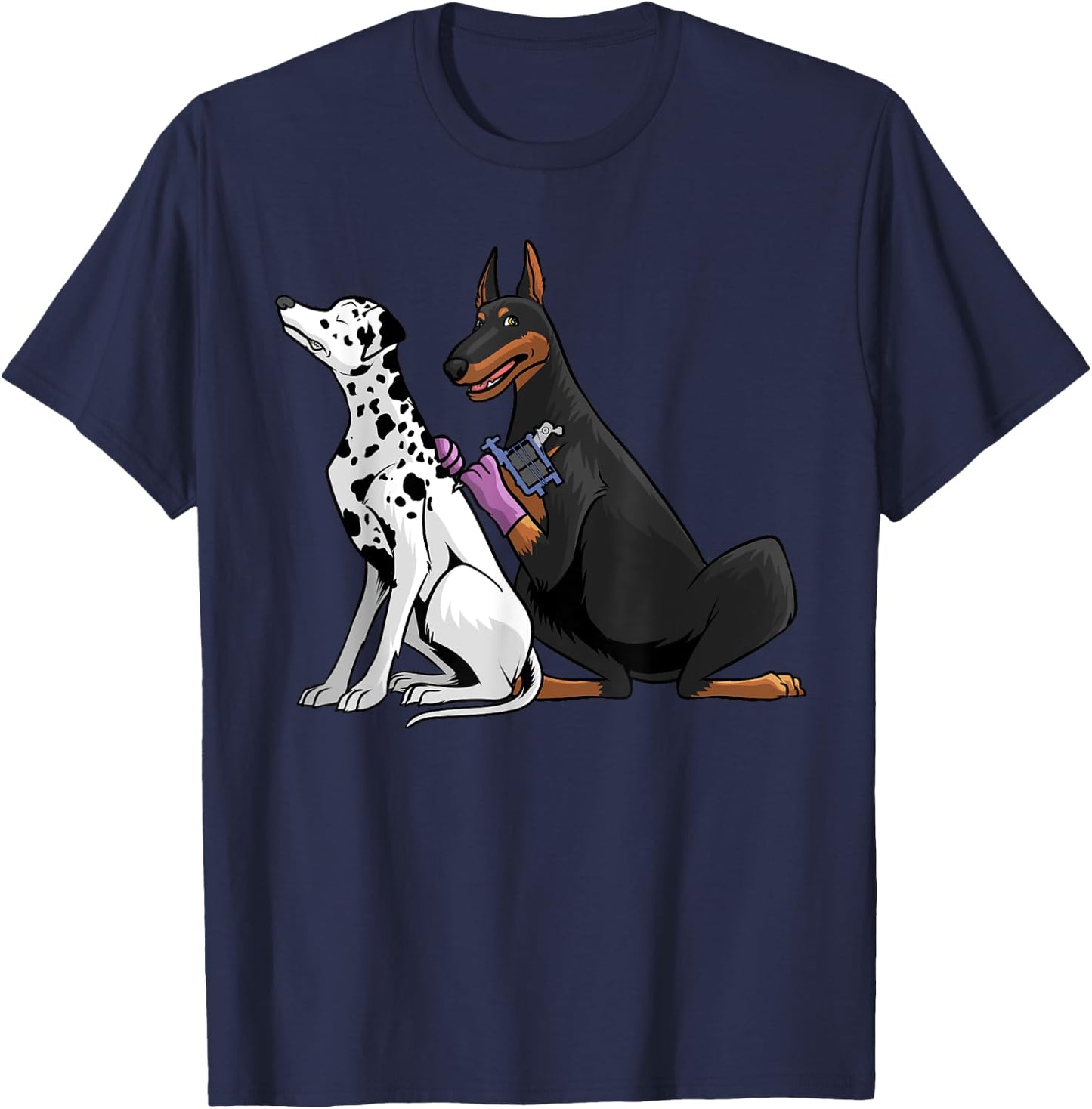 Cool Tattoo Artist Women Kids Dalmatian Doberman Dog T-Shirt - T-Shirt | Navy