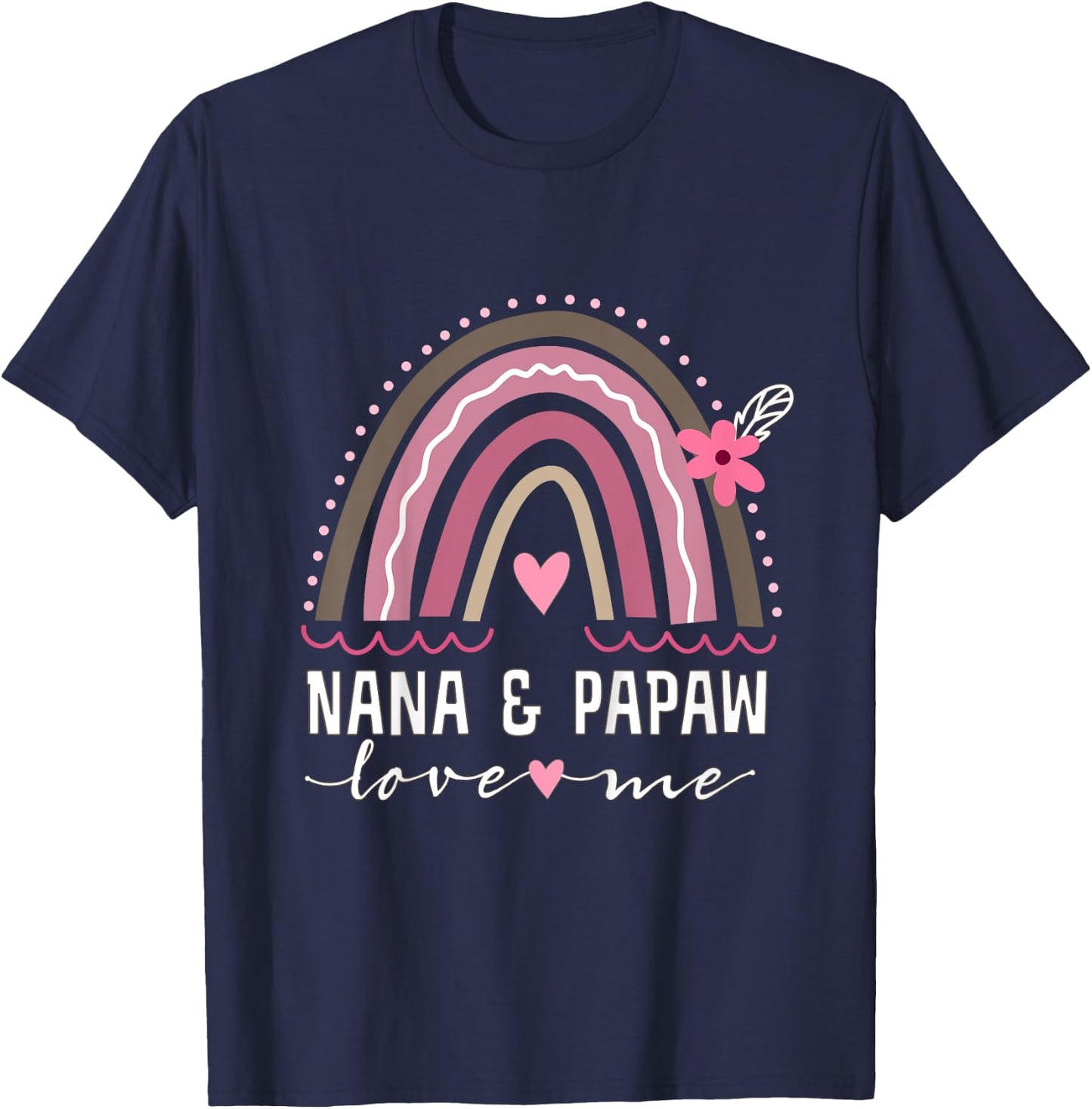 Nana and Papaw Love Me Girls Granddaughter Boho Rainbow T-Shirt - T-Shirt | Navy