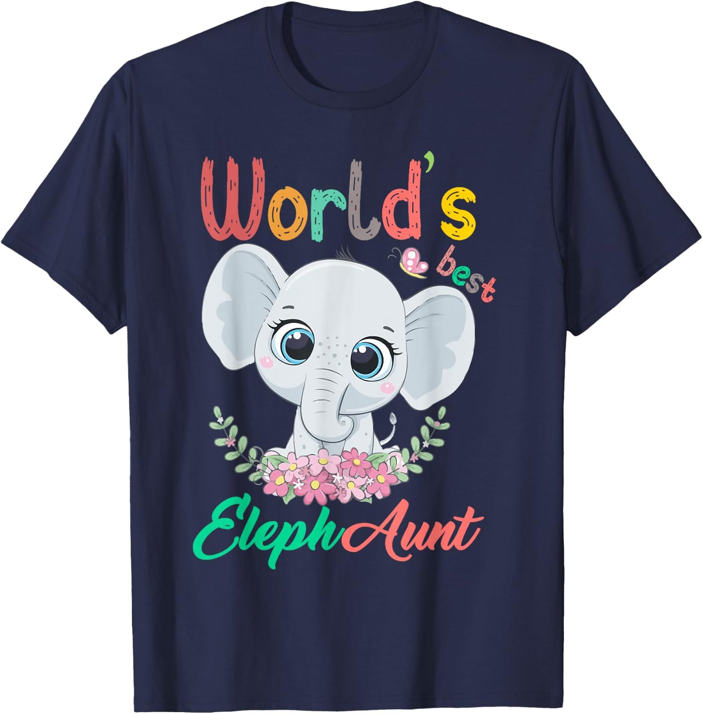 World's Best Elephaunt Aunt Elephant Love Cute Niece Nephew T-Shirt - T-Shirt | Navy