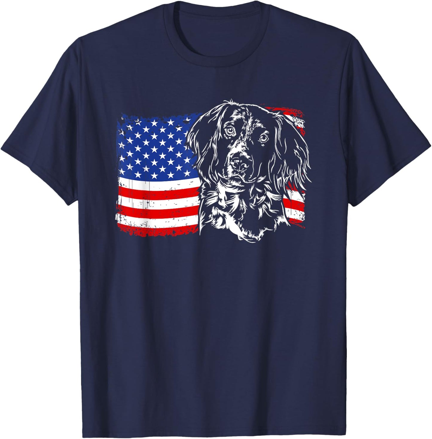 Proud Small Munsterlander American Flag patriotic dog gift Kids Men T-Shirt - T-Shirt | Navy
