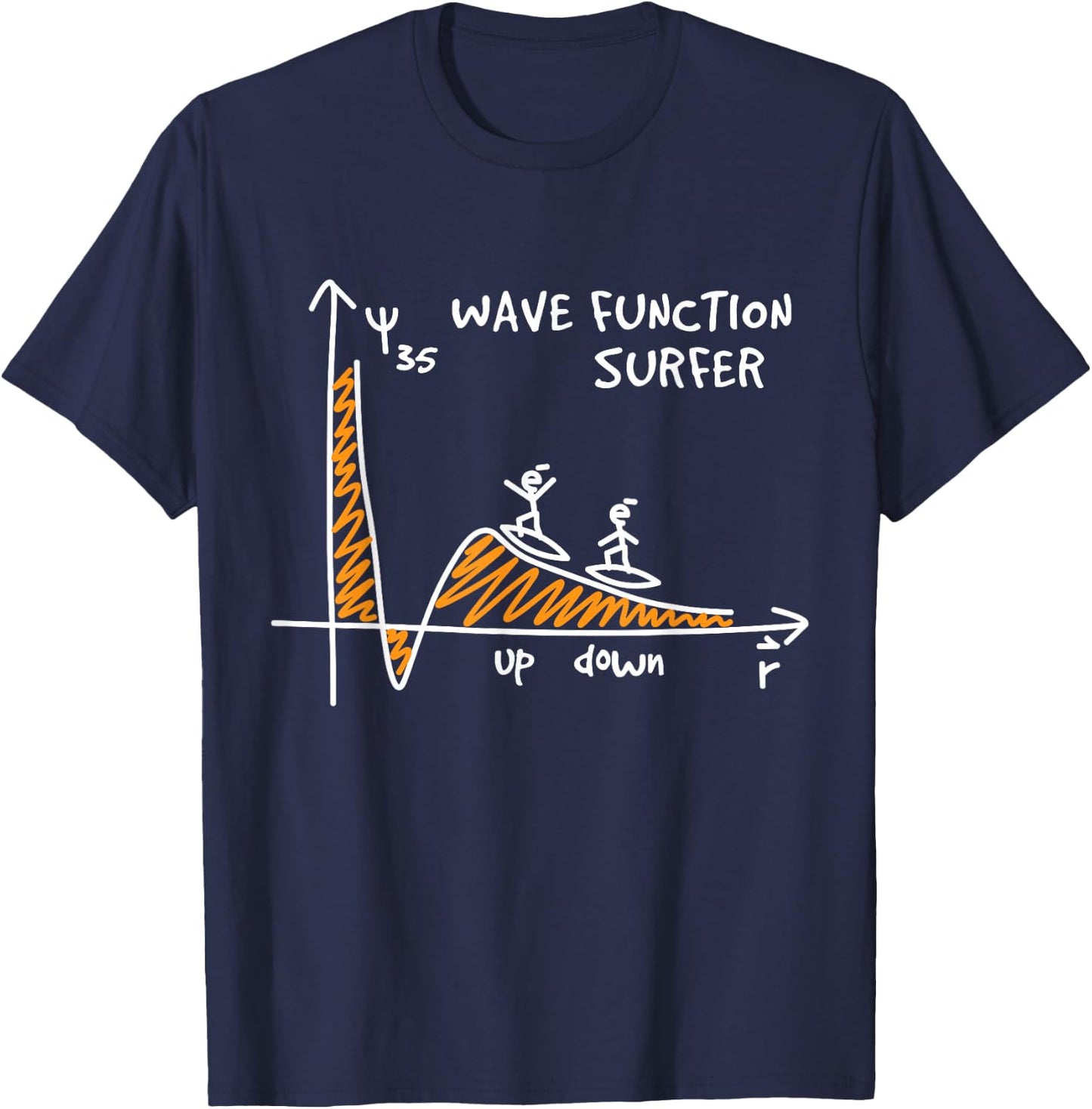 Wave Function Surfer Science Lovers Funny Physics T-Shirt - T-Shirt | Navy