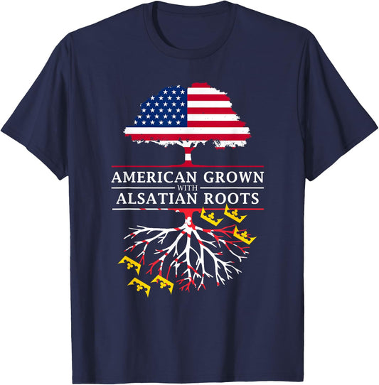 American Grown with Alsatian Roots - Alsace France T-Shirt - T-Shirt | Navy