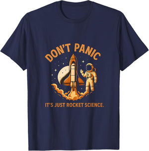 Dont Panic Its Just Rocket Science Space Art T-Shirt - T-Shirt | Navy