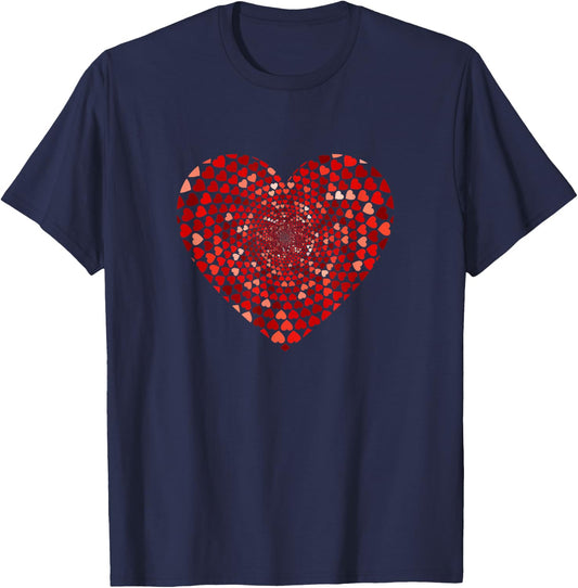 Red Heart 100 Heart Swirl Cute Sweetheart Cool Hearts T-Shirt - T-Shirt | Navy
