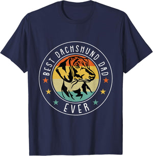 Best Dachshund Dad Ever Fathers Day Dog Daddy Papa Dada Men T-Shirt - T-Shirt | Navy