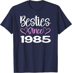 Besties Since 1985 BFFs Matching Girls Trip T-Shirt - T-Shirt | Navy