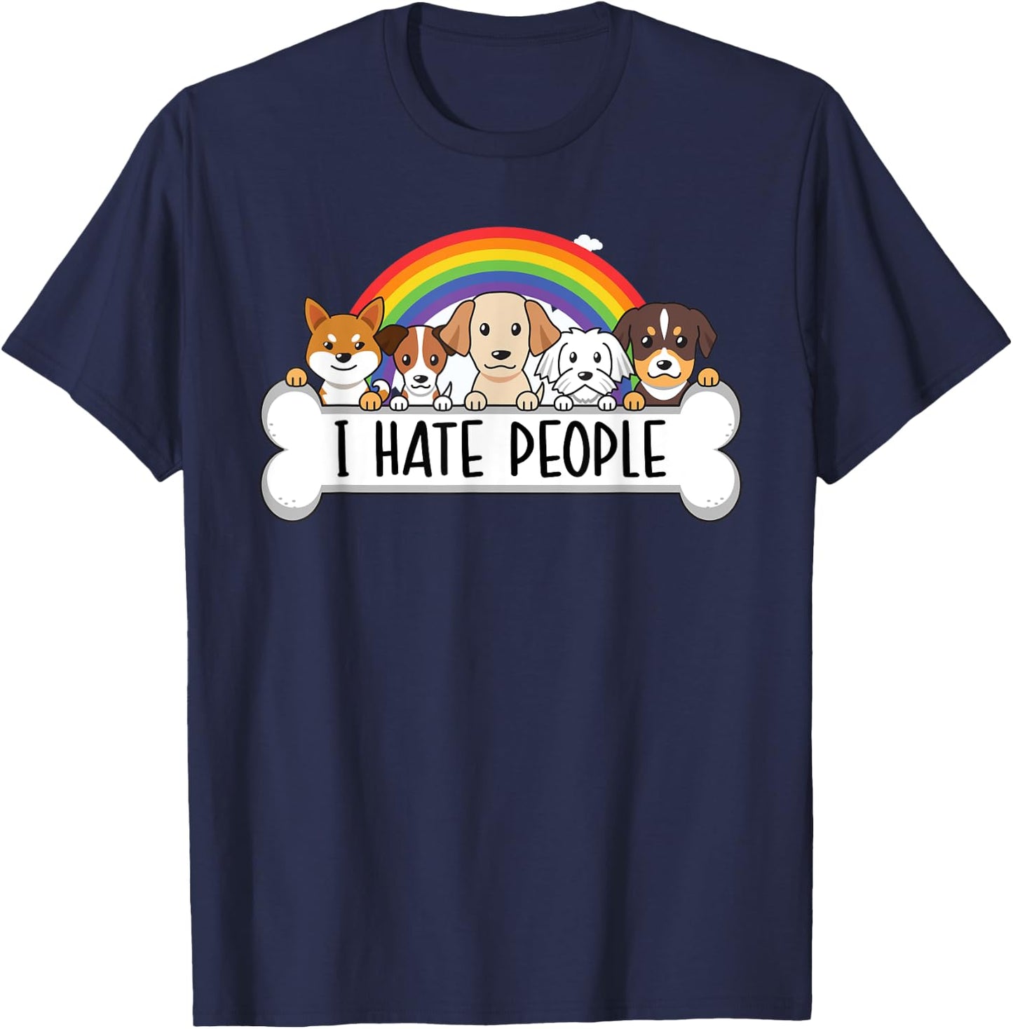 Cute Dog - I Hate People Women T-Shirt - T-Shirt | Navy