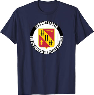 Proudly Served 5th Air Defense Artillery Regiment Veteran T-Shirt - T-Shirt | Navy
