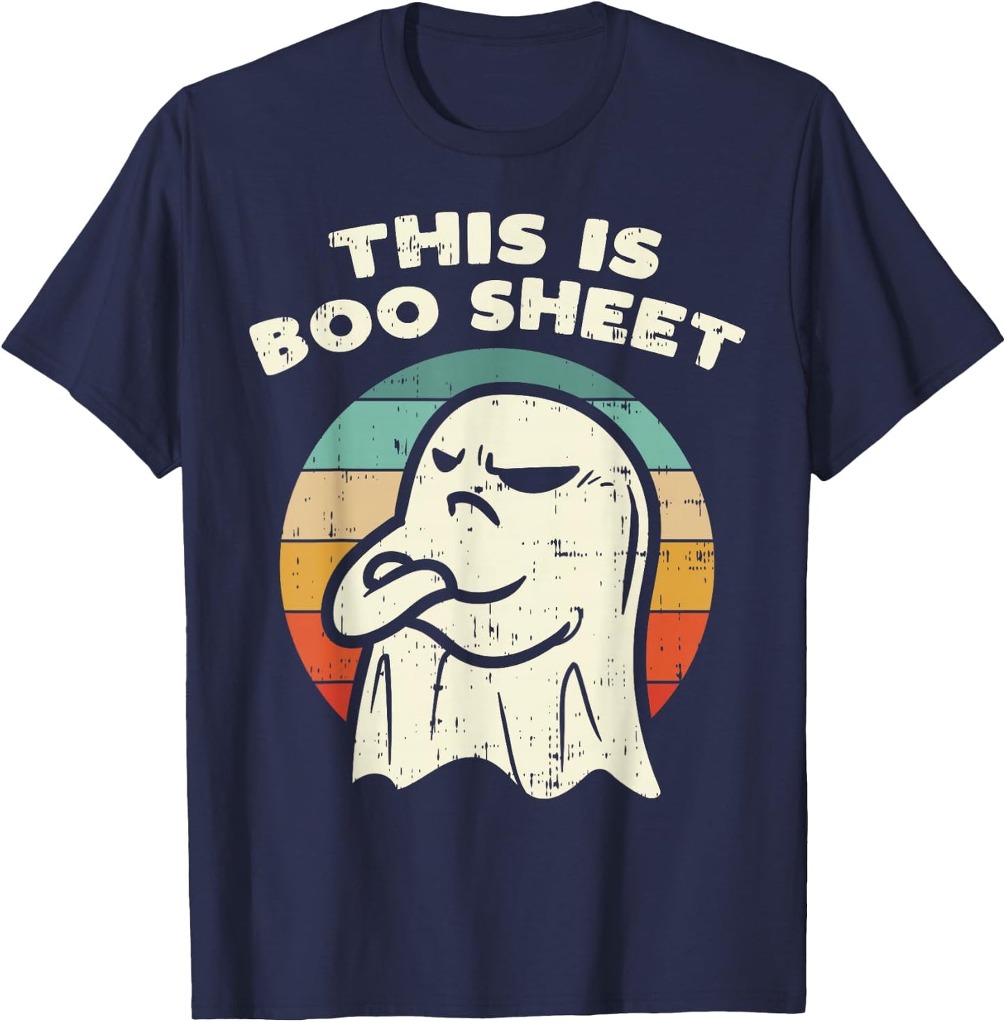 This Is Boo Sheet Ghost Retro Halloween Costume Men Women T-Shirt - T-Shirt | Navy