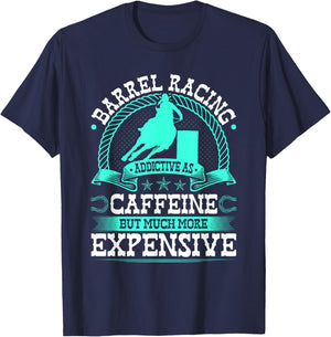Barrel Racing Like Caffeine Cowgirl Rodeo Horse Barrel Racer T-Shirt - T-Shirt | Navy